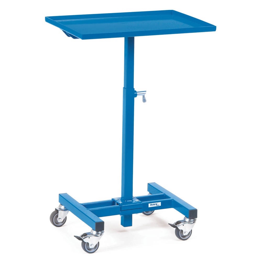 Produktabbildung: fetra® Materialständer, Basismodell, gerade Plattform, Höhe 720-995 mm, brillantblau