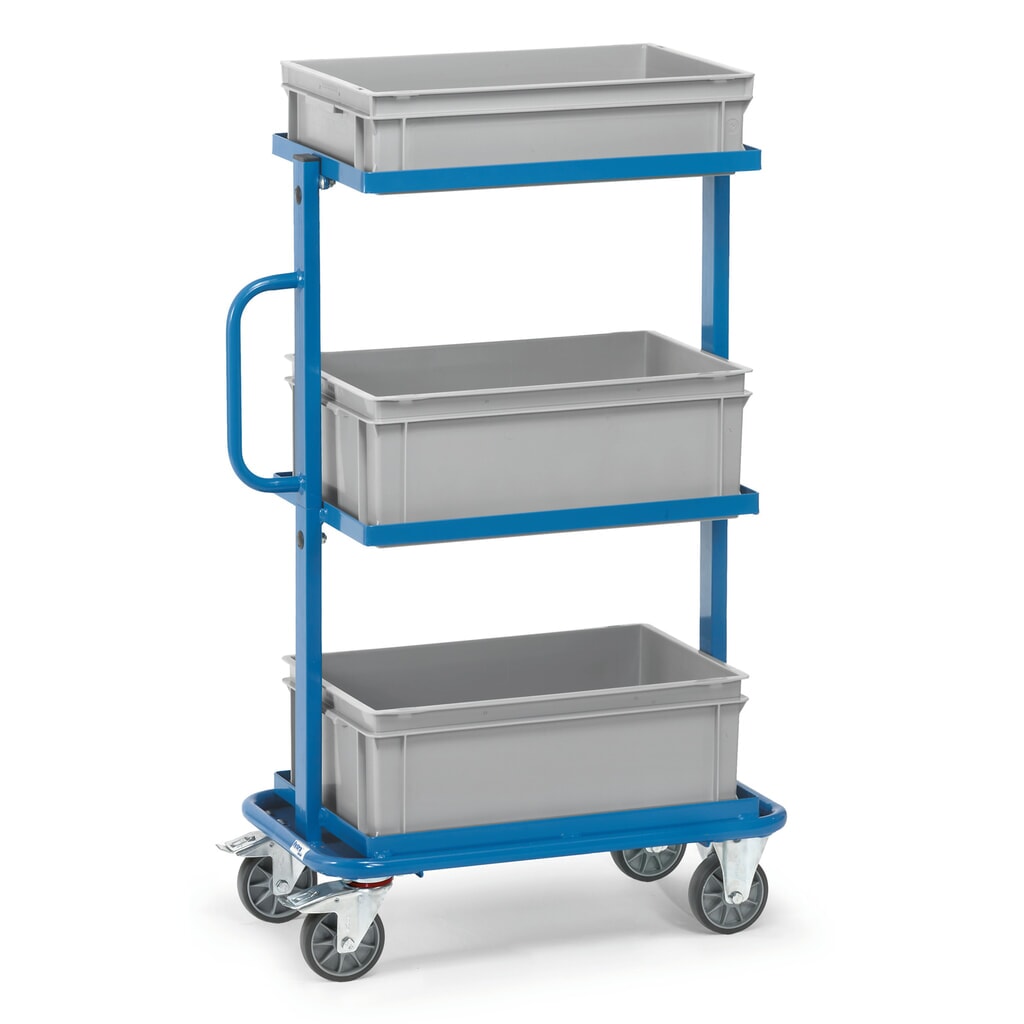 fetra® Montagewagen, offene Rahmen, mit Kästen, starr Produktabbildung: fetra® Montagewagen, offene Rahmen, mit Kästen, starr