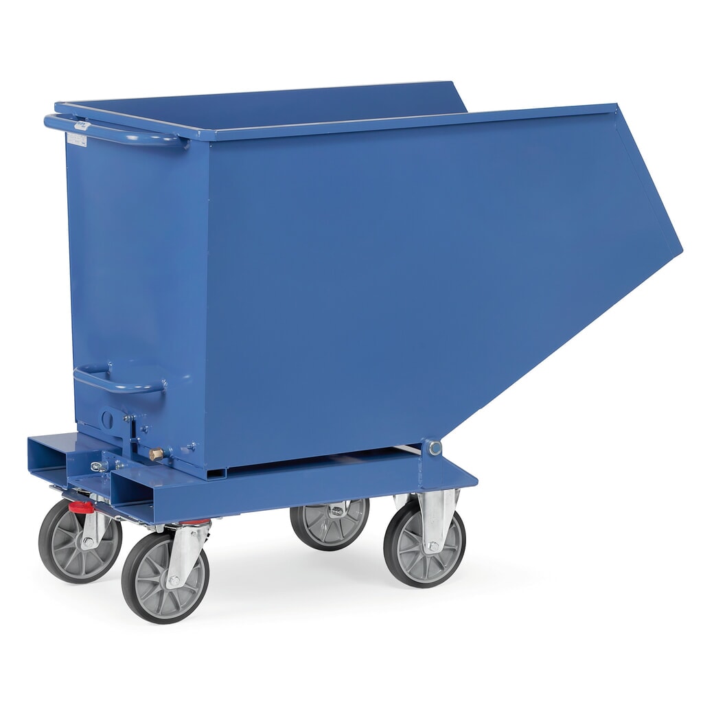 Produktabbildung: fetra® Muldenkipper mit Rollen, Volumen 0,45 m³, Blau