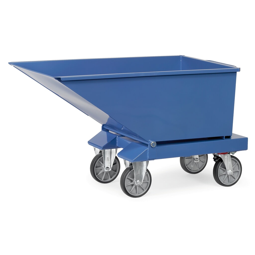 Produktabbildung: fetra® Muldenkipper mit Rollen, Volumen 0,25 m³, Blau