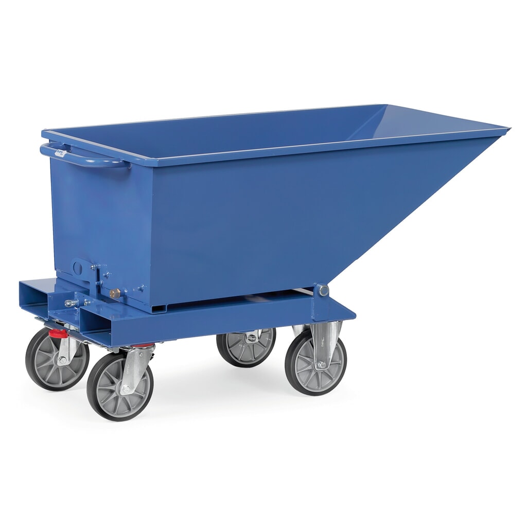 fetra® Muldenkipper mit Rollen, Volumen 0,25 m³, Blau Produktabbildung Nr. 3: fetra® Muldenkipper mit Rollen, Volumen 0,25 m³, Blau