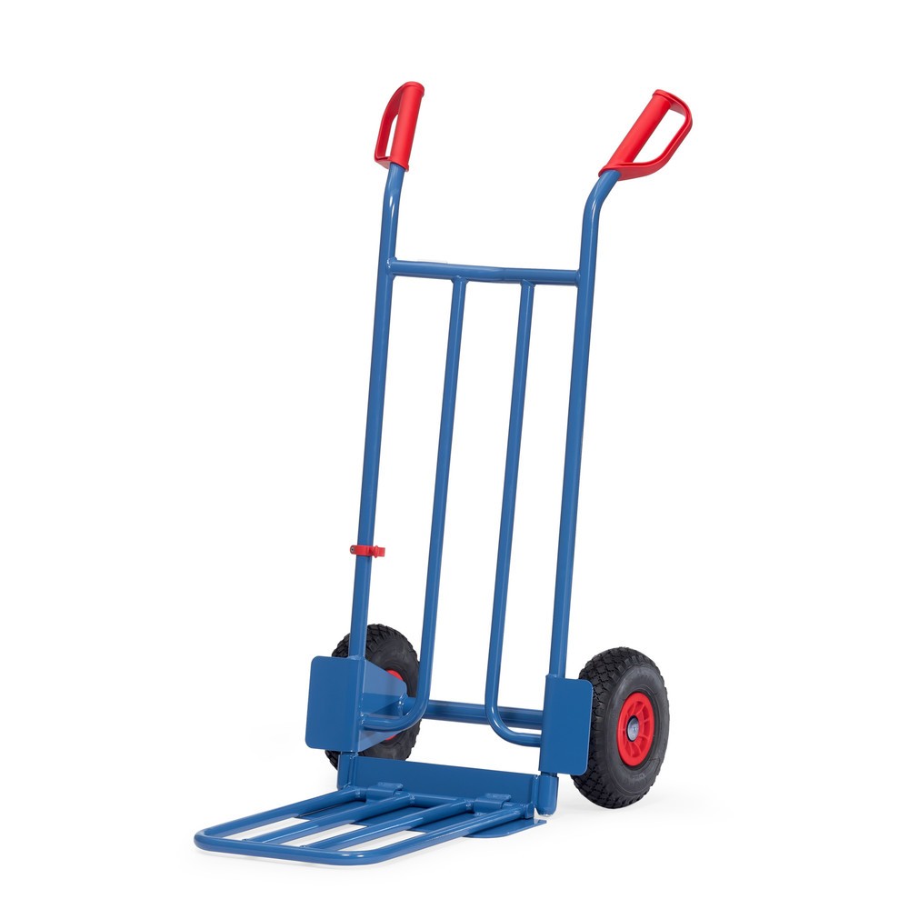 Produktabbildung: fetra® Paketkarre, mit Klappschaufel, TK 250 kg, Schaufel BxT 400 x 150 mm, PU-Bereifung