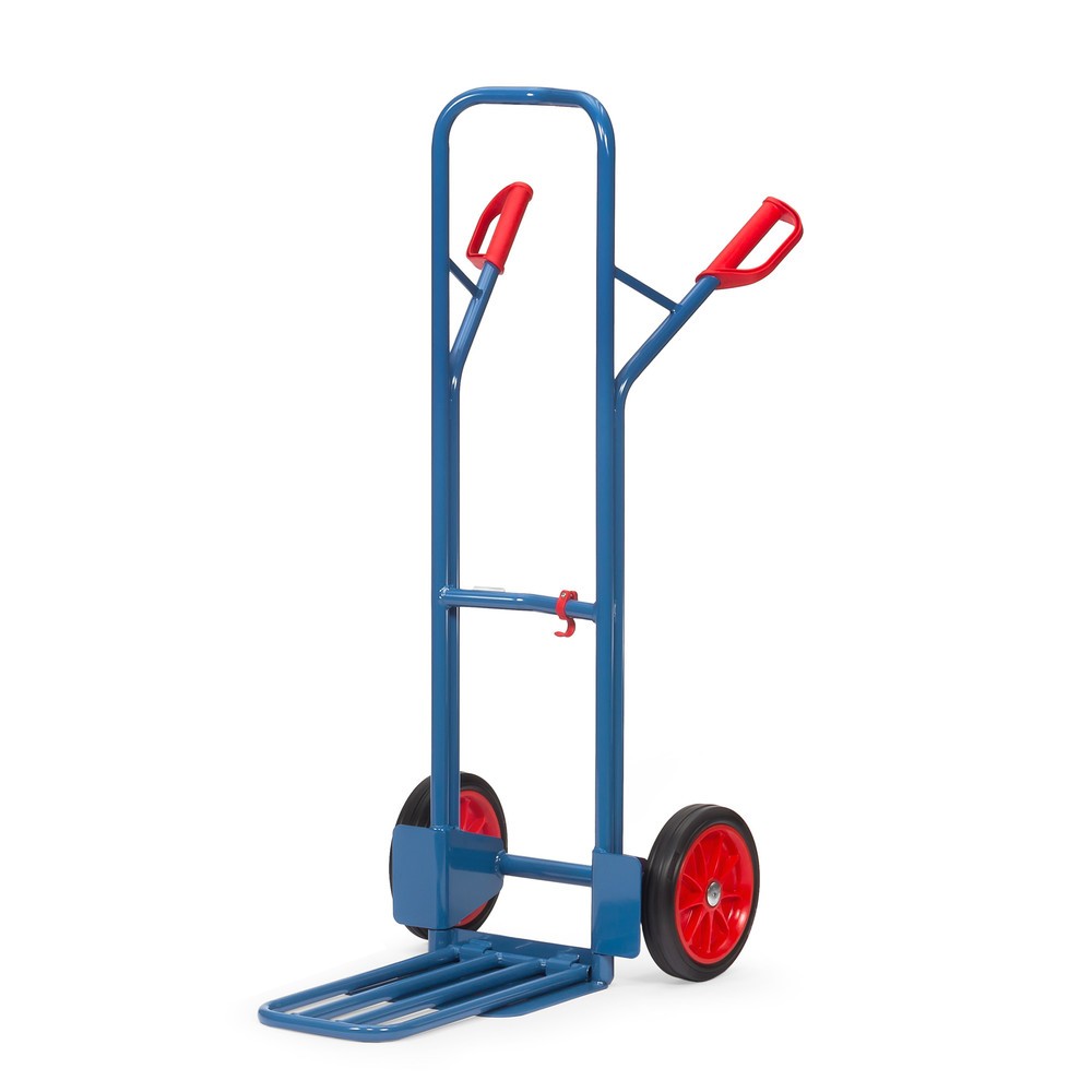 Produktabbildung: fetra® Paketkarre, mit Klappschaufel, TK 300 kg, Schaufel BxT 320 x 500 mm, Vollgummi-Bereifung