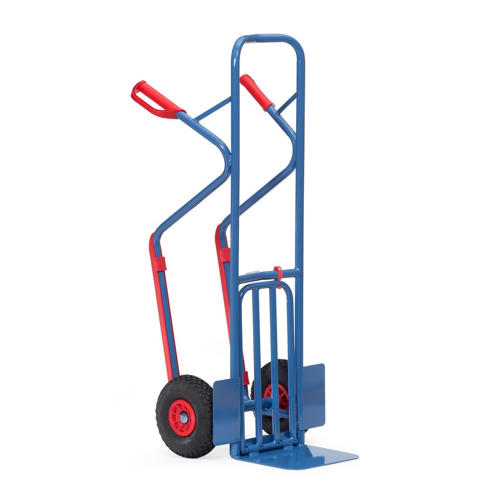 Produktabbildung Nr. 2: fetra® Paketkarre, mit Klappschaufel + Gleitkufen, TK 300 kg, Schaufel BxT 320 x 250 mm, PU-Bereifung
