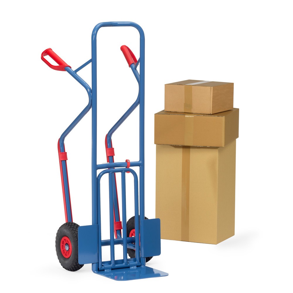 Produktabbildung Nr. 3: fetra® Paketkarre, mit Klappschaufel + Gleitkufen, TK 300 kg, Schaufel BxT 320 x 250 mm, PU-Bereifung