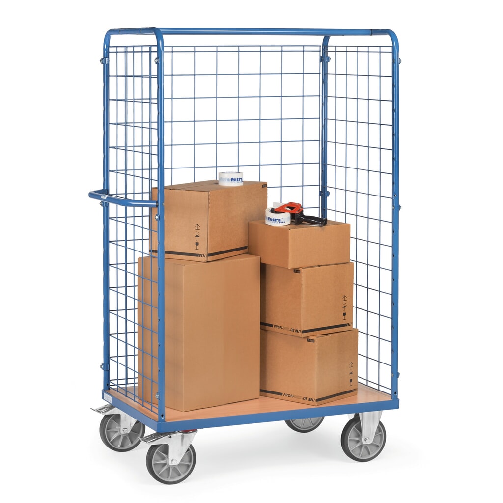 fetra® Paketwagen, 3-seitig mit Gitterwand, Ladefläche BxT 1.000 x 700 mm, Höhe 1.800 mm Produktabbildung Nr. 3: fetra® Paketwagen, 3-seitig mit Gitterwand, Ladefläche BxT 1.000 x 700 mm, Höhe 1.800 mm