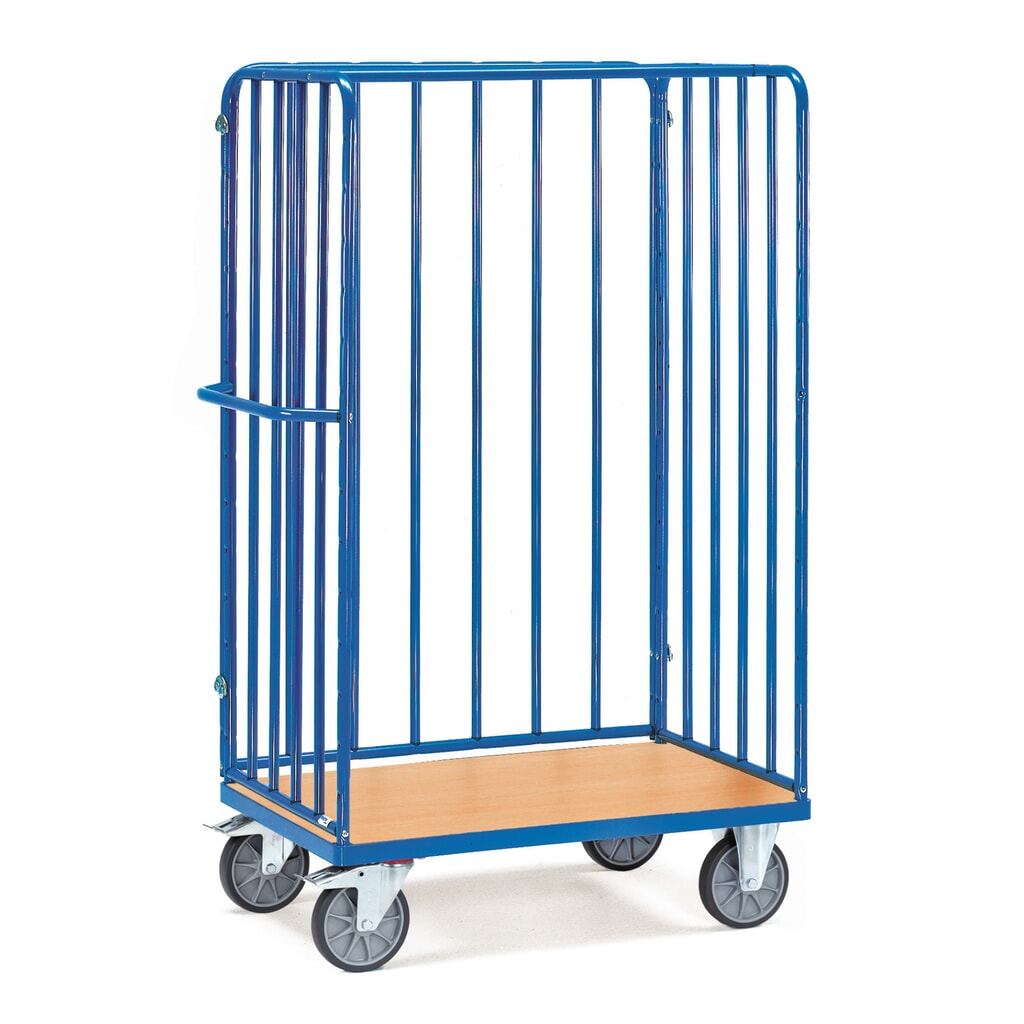 fetra® Paketwagen, mit 3 Streben-Wänden, Ladefläche BxT 1.000 x 600 mm, Höhe 1.800 mm Produktabbildung: fetra® Paketwagen, mit 3 Streben-Wänden, Ladefläche BxT 1.000 x 600 mm, Höhe 1.800 mm