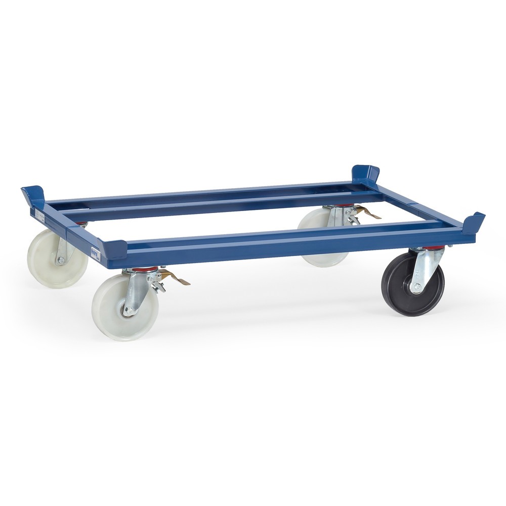 Produktabbildung: fetra® Paletten-Fahrgestell, Polyamid-Räder, 1 elektr. leitfähig, Tragkraft 1.050 kg, à 1.210 x 1.010 mm, brillantblau