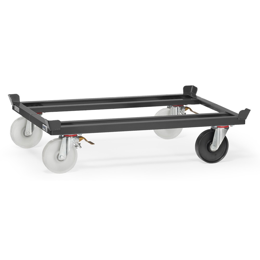 Produktabbildung: fetra® Paletten-Fahrgestell, Polyamid-Räder, 1 elektr. leitfähig, Tragkraft 1.050 kg, à 1.210 x 1.010 mm, anthrazitgrau