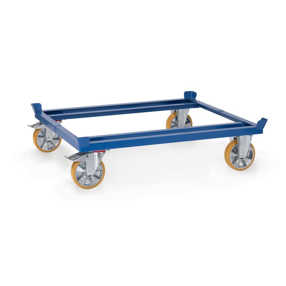 Produktabbildung: fetra® Paletten-Fahrgestell, PU-Räder, Tragkraft 1.050 kg, à 1.210 x 1.010 mm, brillantblau