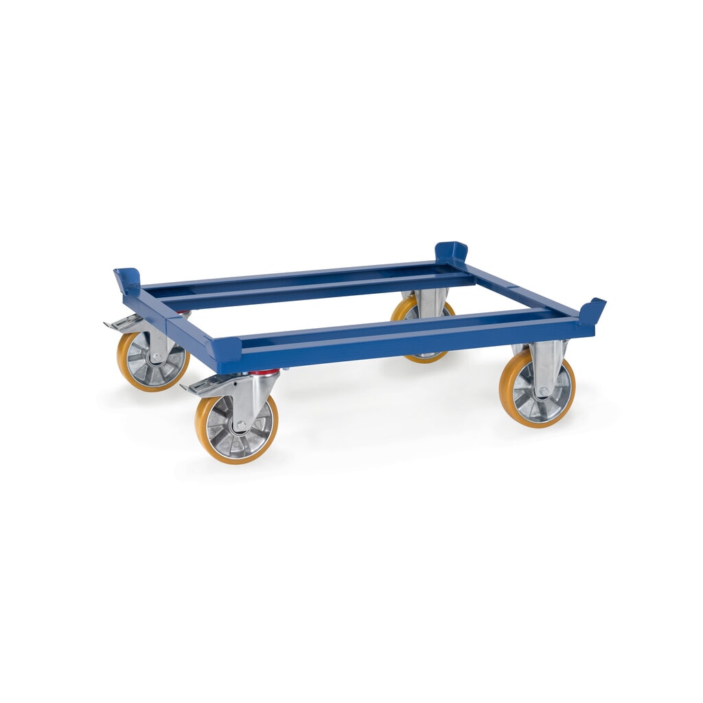 fetra® Paletten-Fahrgestell, PU-Räder, Tragkraft 1.050 kg, à 1.010 x 810 mm, brillantblau Produktabbildung: fetra® Paletten-Fahrgestell, PU-Räder, Tragkraft 1.050 kg, à 1.010 x 810 mm, brillantblau