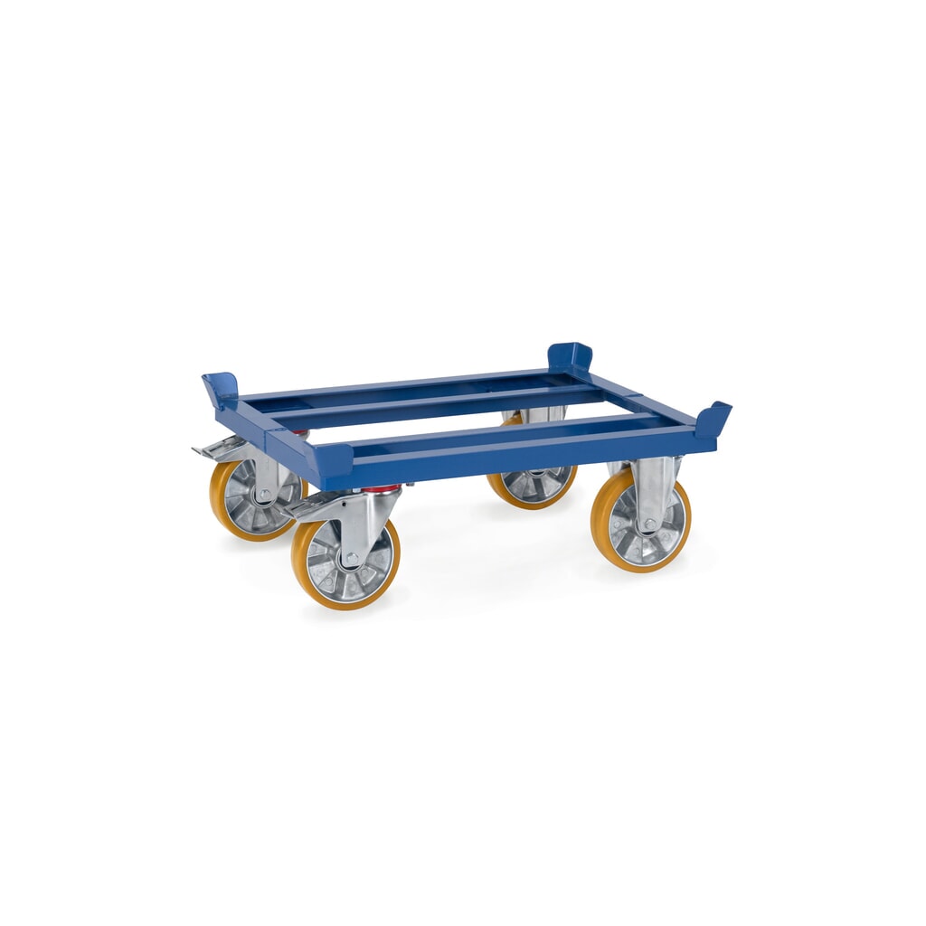 fetra® Paletten-Fahrgestell, PU-Räder, Tragkraft 1.050 kg, à 810 x 610 mm, brillantblau Produktabbildung: fetra® Paletten-Fahrgestell, PU-Räder, Tragkraft 1.050 kg, à 810 x 610 mm, brillantblau
