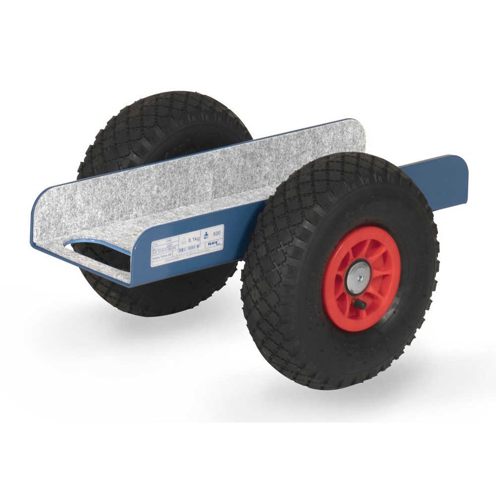 Produktabbildung: fetra® Plattenroller mit Auflage, Tragkraft 500 kg, Auflage 500 x 150 mm, Vollgummi-Bereifung
