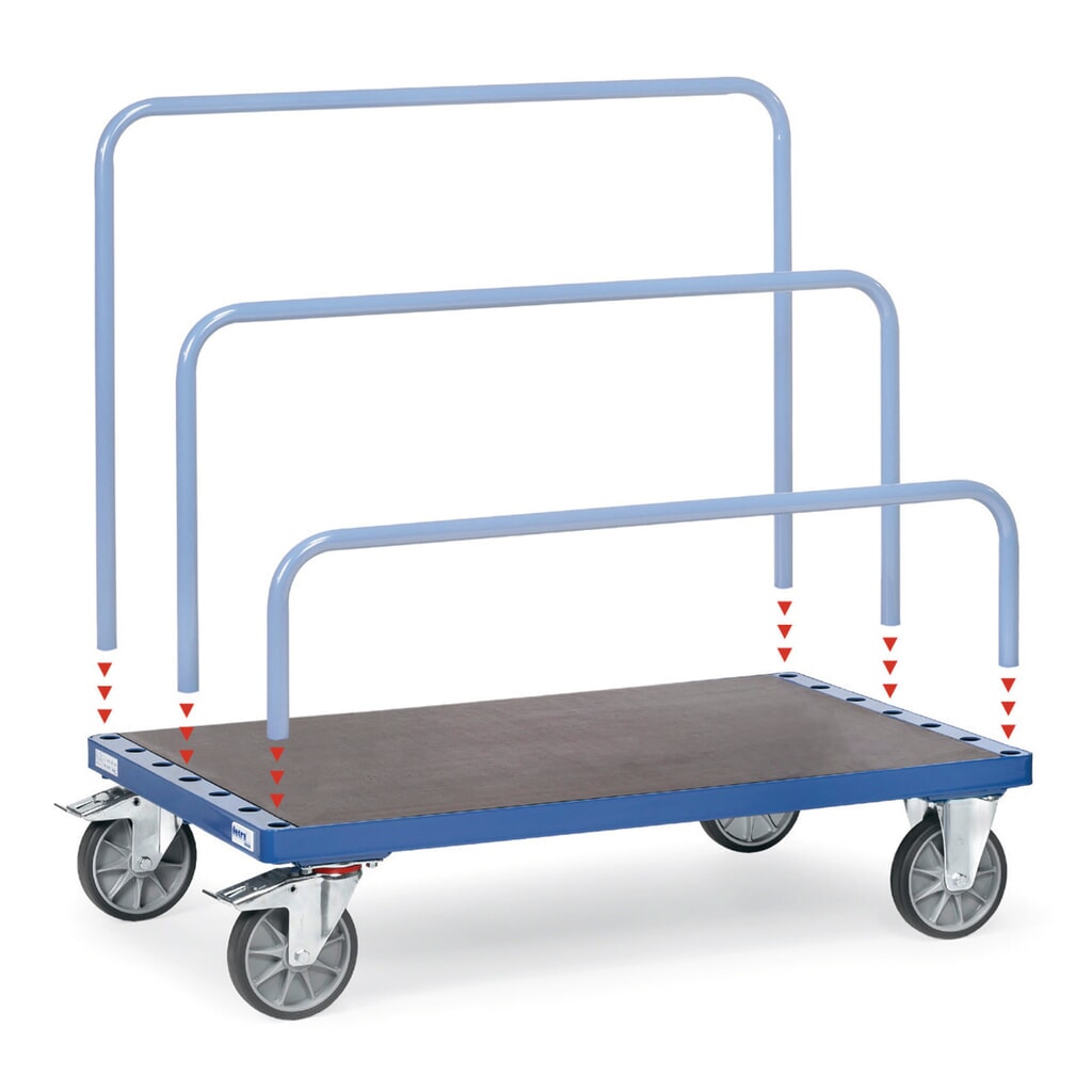 Produktabbildung: fetra® Plattenwagen, ohne Bügel, Ladefläche BxT 1.200 x 800 mm, Tragkraft 750 kg