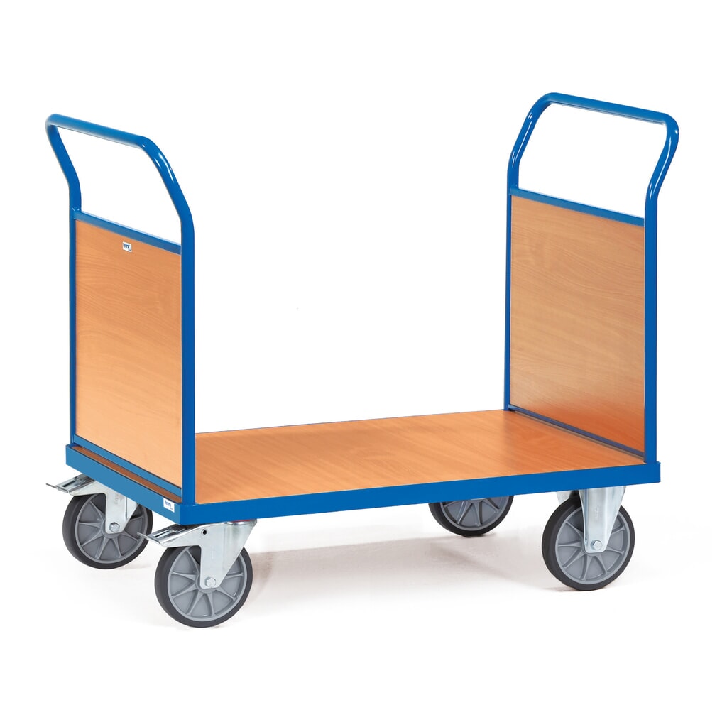 Produktabbildung Nr. 1: fetra® Plattformwagen, 2-seitig mit Holzwänden, Ladefläche BxT 500 x 850 mm