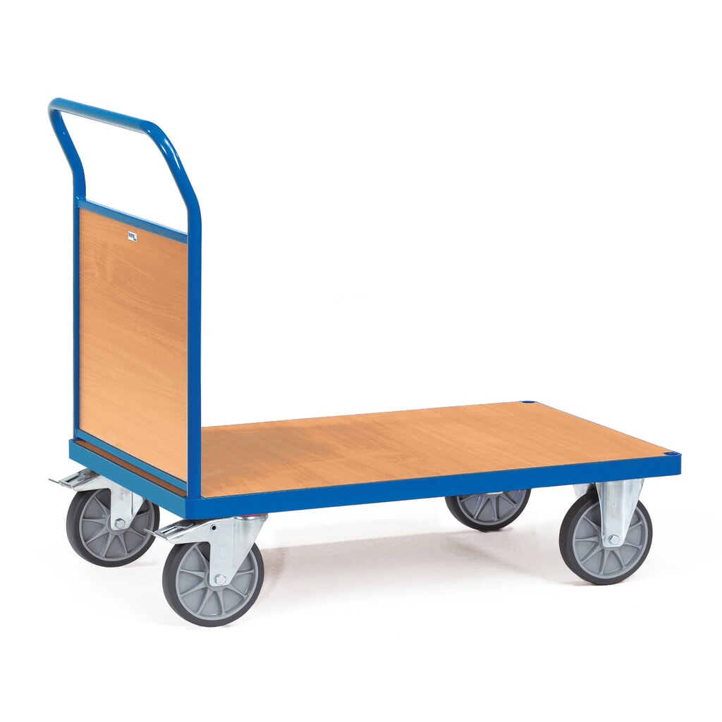fetra® Plattformwagen, mit Holz-Stirnwand, Ladefläche BxT 500 x 850 mm Produktabbildung: fetra® Plattformwagen, mit Holz-Stirnwand, Ladefläche BxT 500 x 850 mm