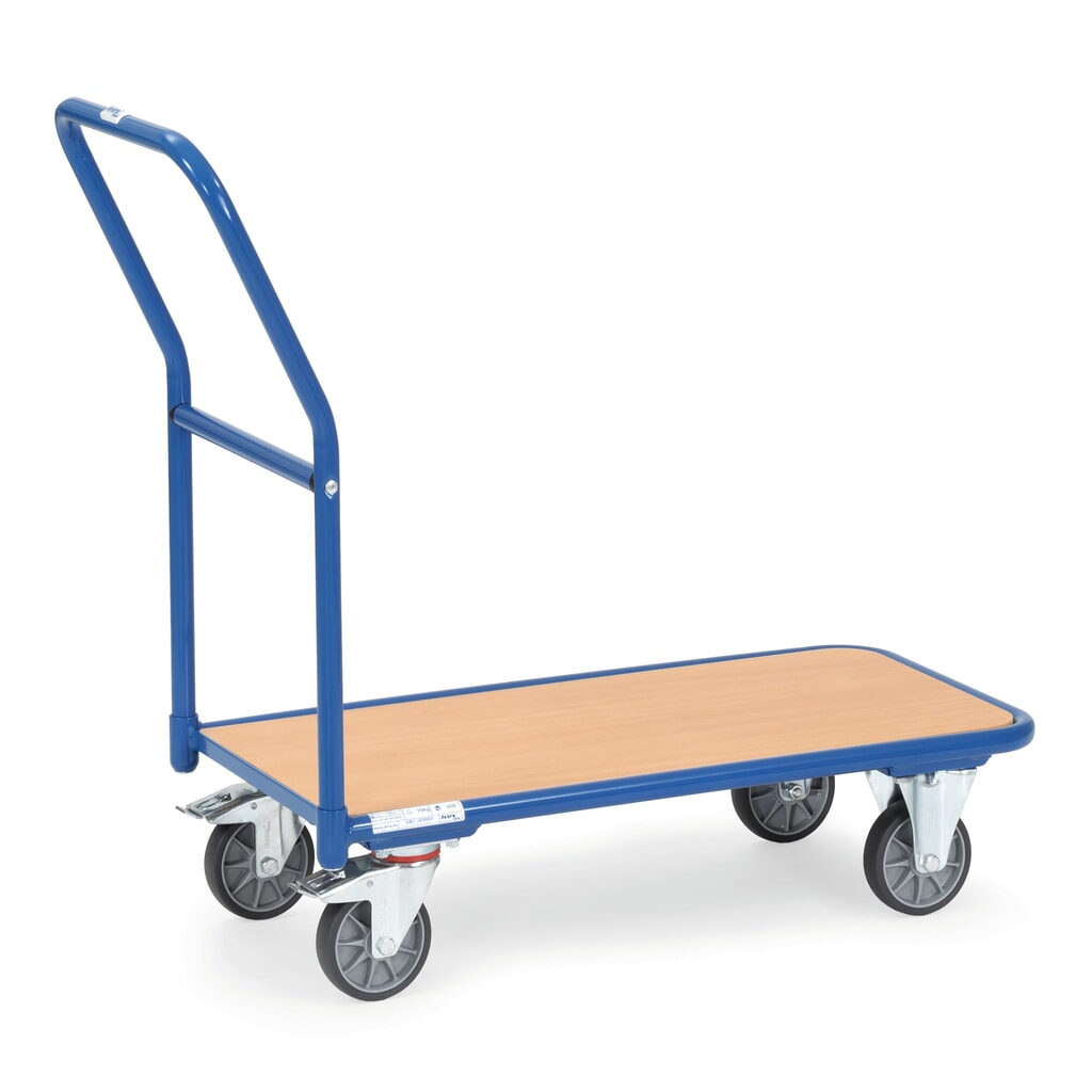 fetra® Plattformwagen mit Holzladefläche BxT 450 x 850 mm, TK 300 kg Produktabbildung: fetra® Plattformwagen mit Holzladefläche BxT 450 x 850 mm, TK 300 kg
