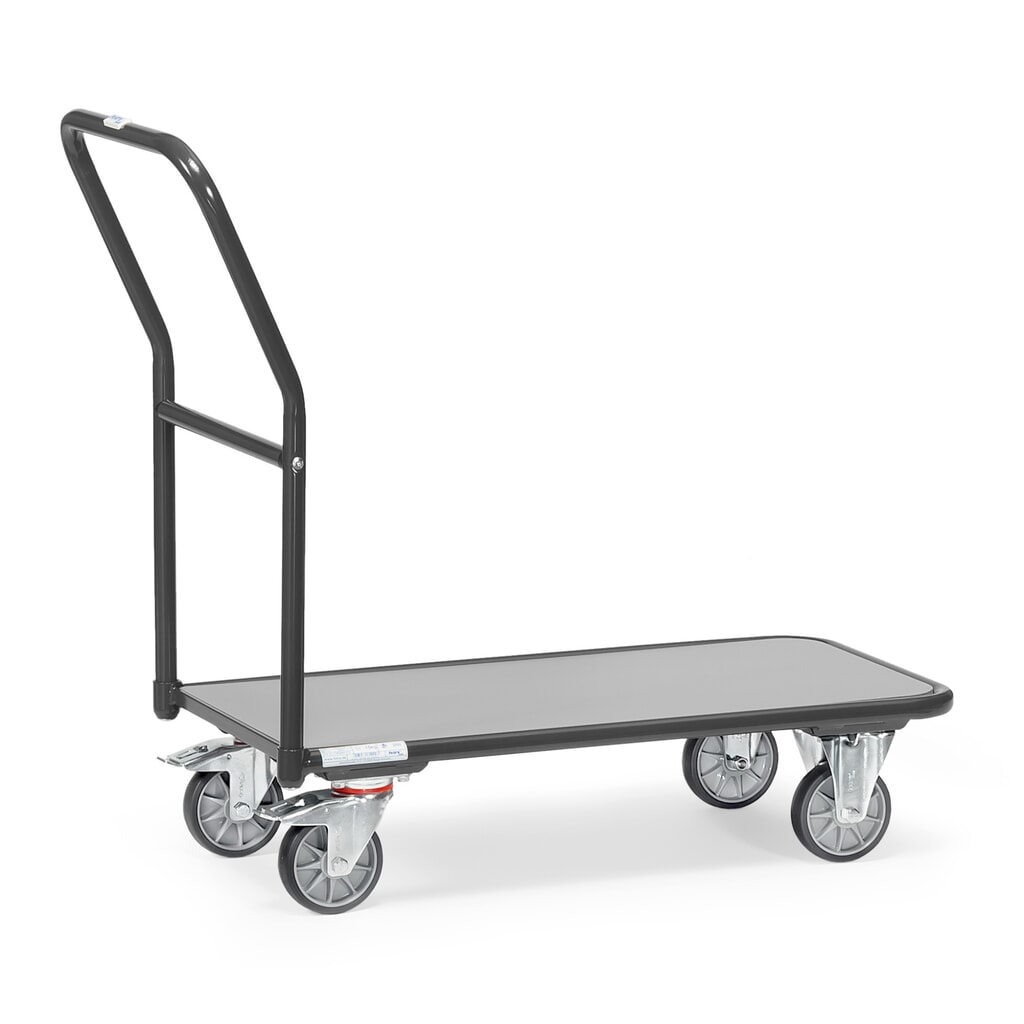 fetra® Plattformwagen mit Holzladefläche BxT 600 x 1.000 mm, TK 300 kg, anthrazitgrau Produktabbildung: fetra® Plattformwagen mit Holzladefläche BxT 600 x 1.000 mm, TK 300 kg, anthrazitgrau
