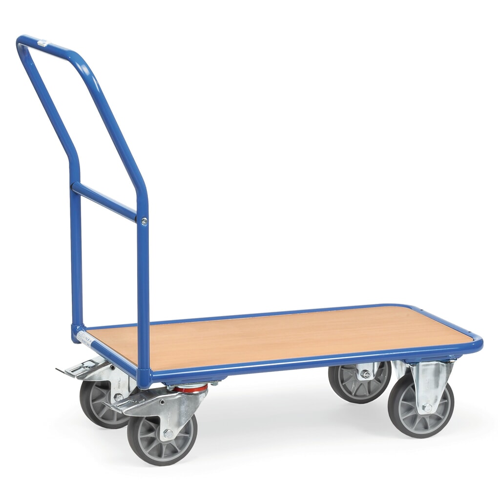 fetra® Plattformwagen mit Holzladefläche BxT 700 x 1.000 mm, TK 400 kg Produktabbildung: fetra® Plattformwagen mit Holzladefläche BxT 700 x 1.000 mm, TK 400 kg