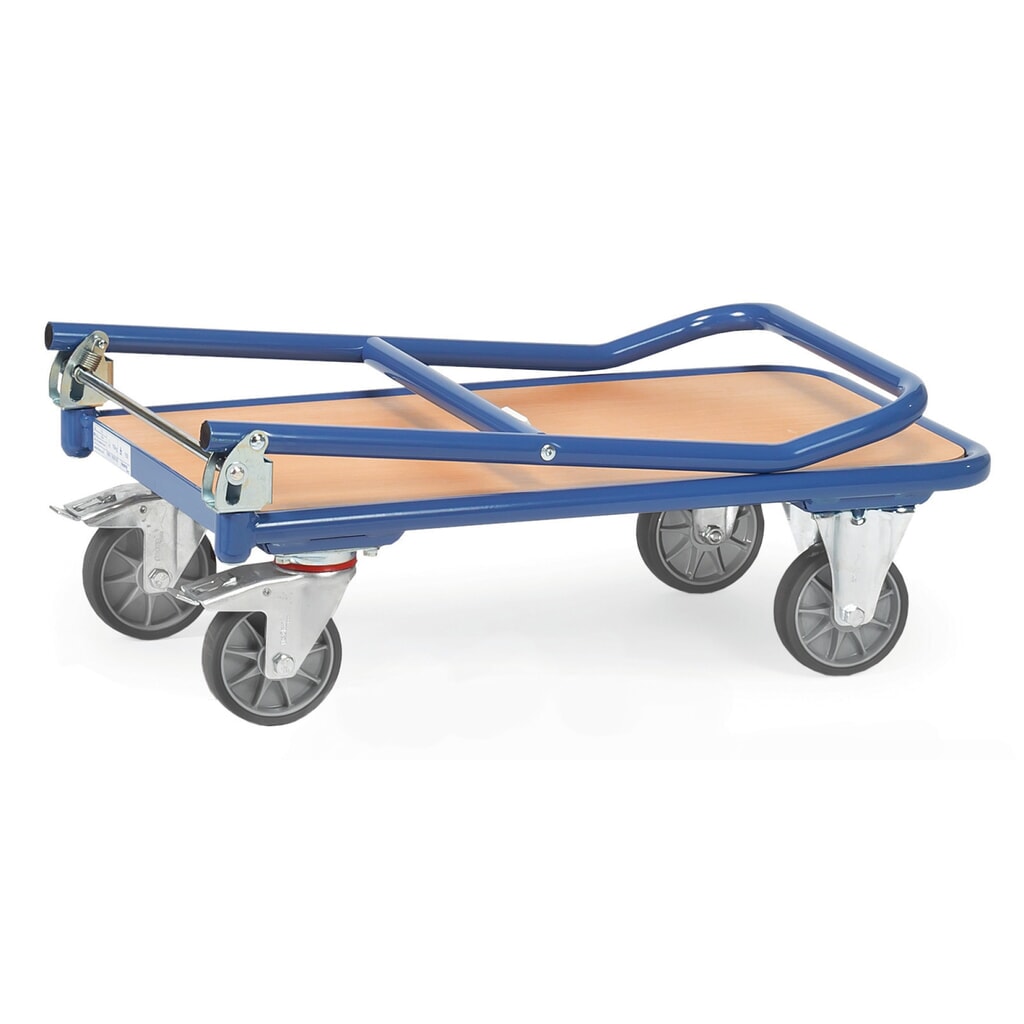 Produktabbildung Nr. 4: fetra® Plattformwagen mit Holzladefläche, Bügel klappbar, BxT 600 x 900 mm, TK 250 kg