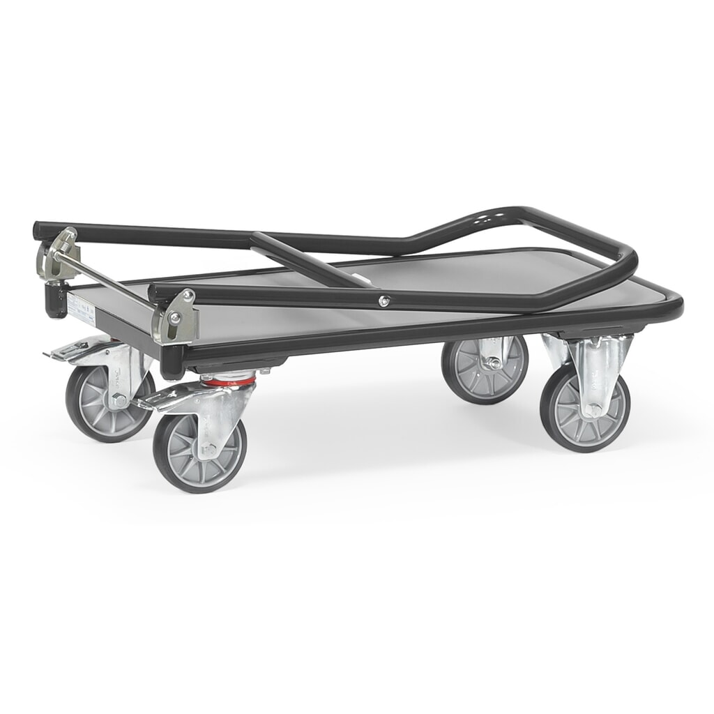 Produktabbildung Nr. 3: fetra® Plattformwagen mit Holzladefläche, Bügel klappbar, BxT 450 x 720 mm, TK 250 kg, anthrazitgrau