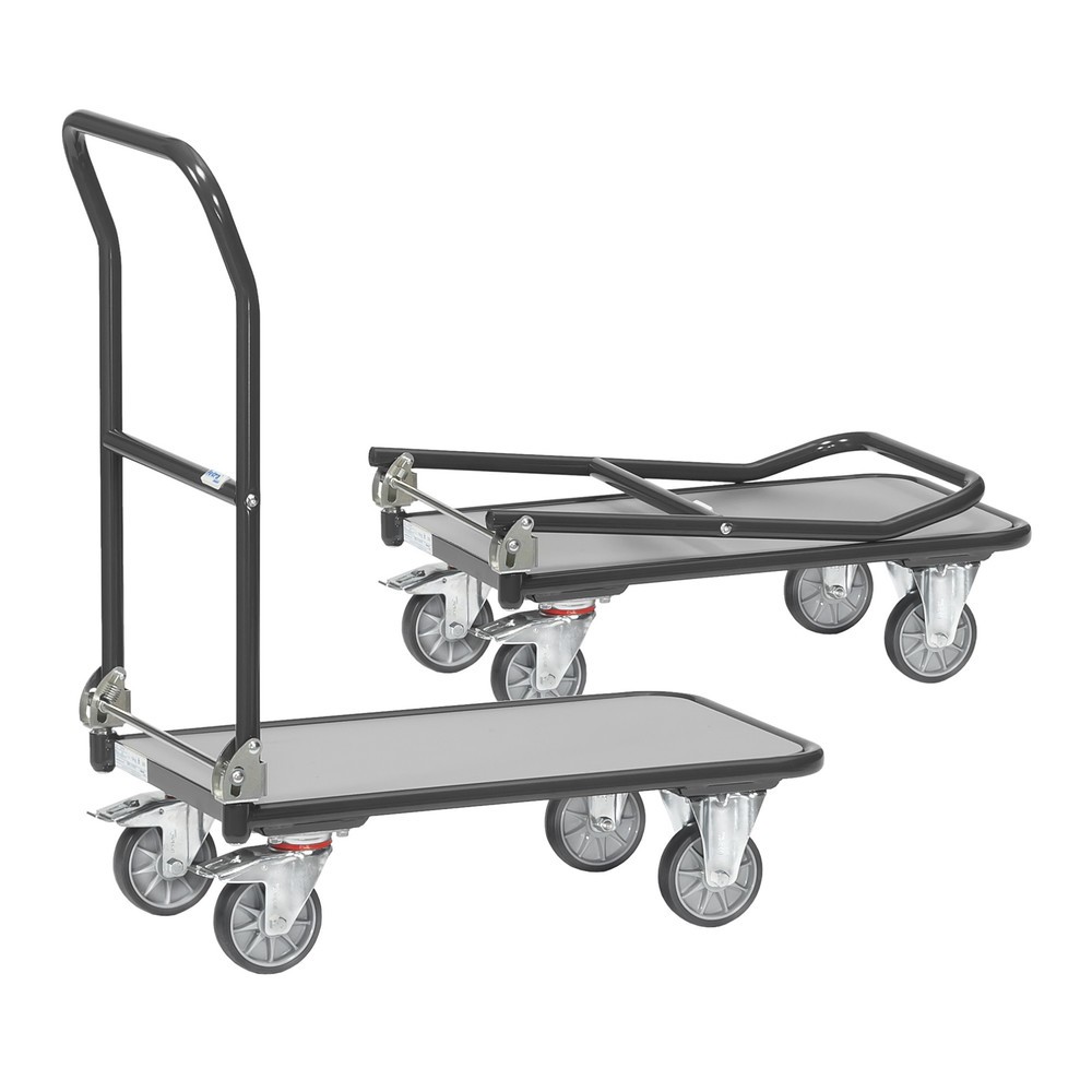 Produktabbildung Nr. 3: fetra® Plattformwagen mit Holzladefläche, Bügel klappbar, BxT 450 x 720 mm, TK 250 kg, anthrazitgrau