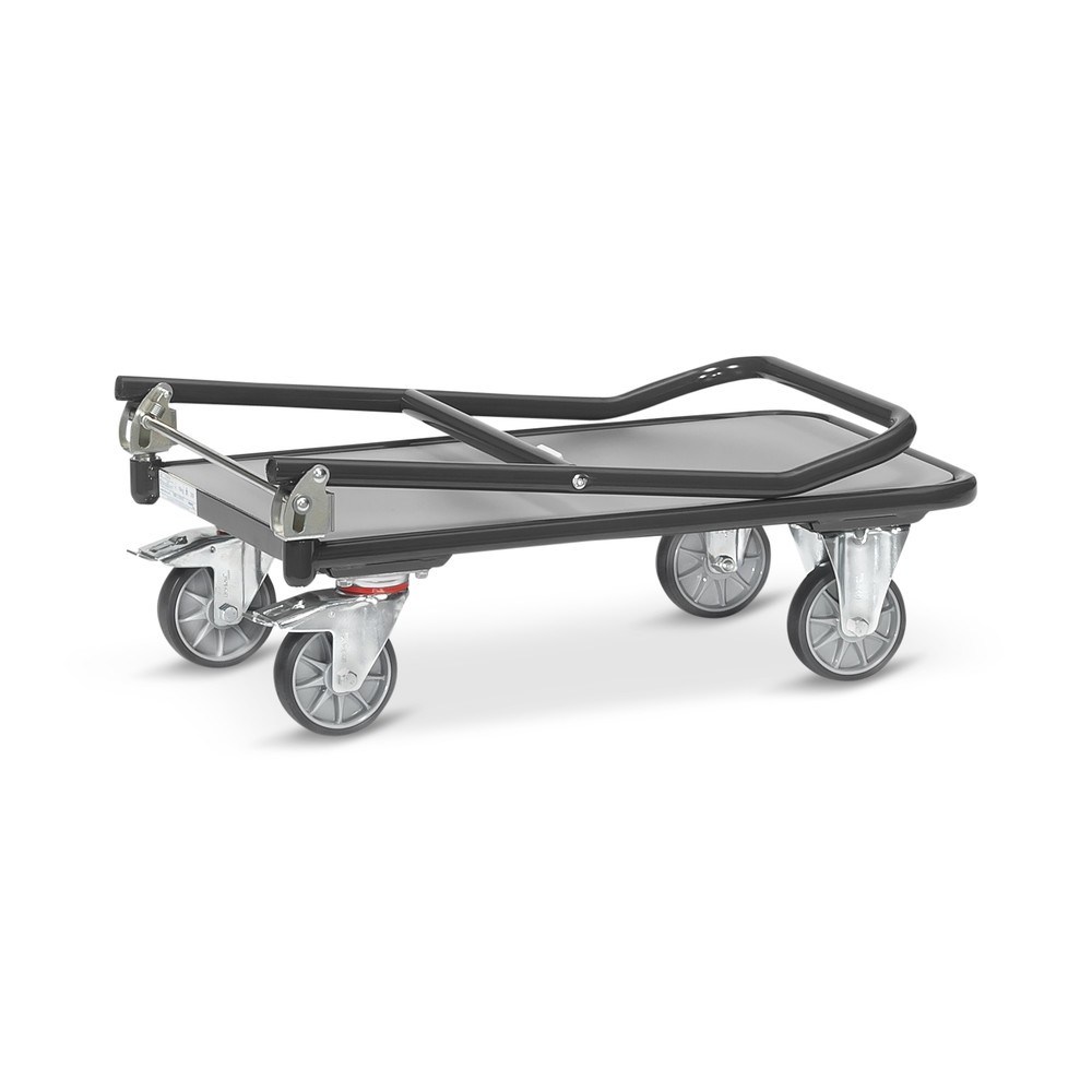 Produktabbildung Nr. 4: fetra® Plattformwagen mit Holzladefläche, Bügel klappbar, BxT 450 x 720 mm, TK 250 kg, anthrazitgrau