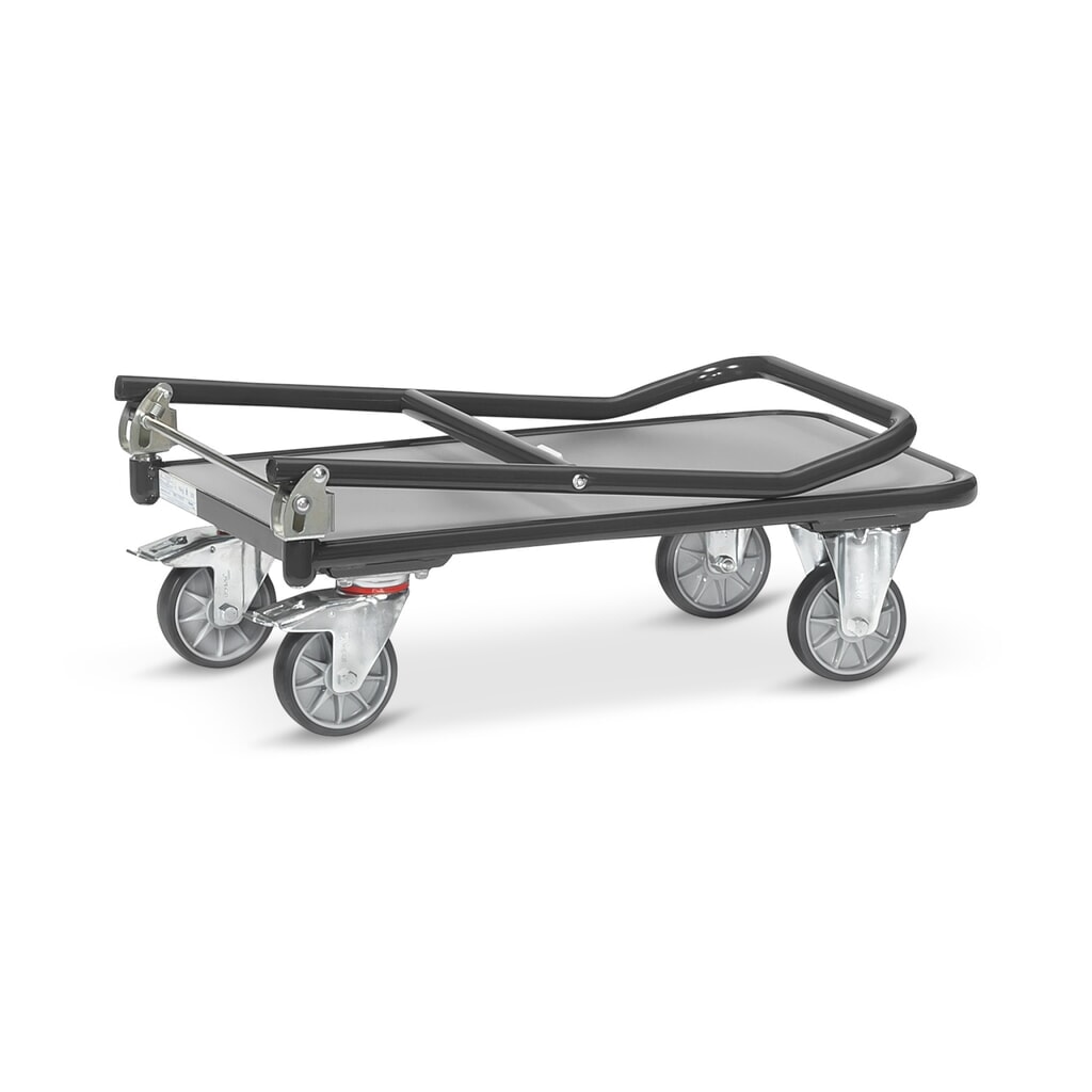 Produktabbildung Nr. 5: fetra® Plattformwagen mit Holzladefläche, Bügel klappbar, BxT 450 x 720 mm, TK 250 kg, anthrazitgrau