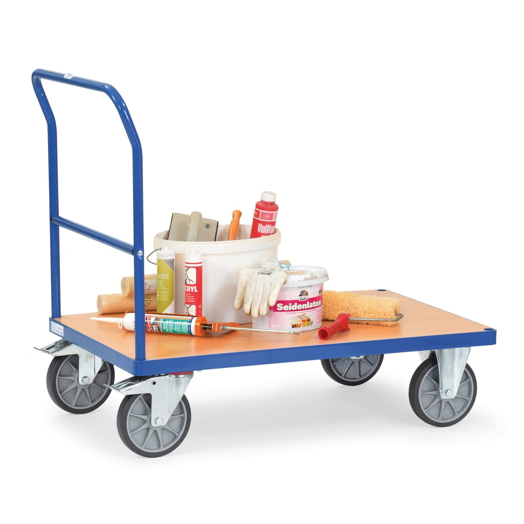 fetra® Plattformwagen mit Schiebebügel, Ladefläche BxT 600 x 1.000 mm, brillantblau Produktabbildung Nr. 4: fetra® Plattformwagen mit Schiebebügel, Ladefläche BxT 600 x 1.000 mm, brillantblau