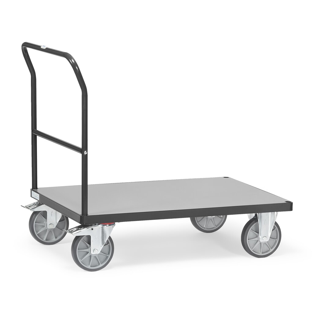fetra® Plattformwagen mit Schiebebügel, Ladefläche BxT 500 x 850 mm, anthrazitgrau Produktabbildung: fetra® Plattformwagen mit Schiebebügel, Ladefläche BxT 500 x 850 mm, anthrazitgrau