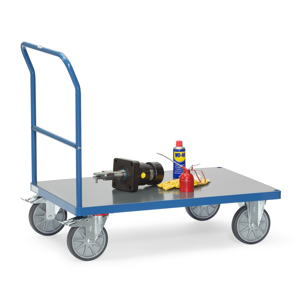 fetra® Plattformwagen mit Schiebebügel, witterungsfeste Ladefläche BxT 600 x 1.000 mm, brillantblau Produktabbildung Nr. 4: fetra® Plattformwagen mit Schiebebügel, witterungsfeste Ladefläche BxT 600 x 1.000 mm, brillantblau