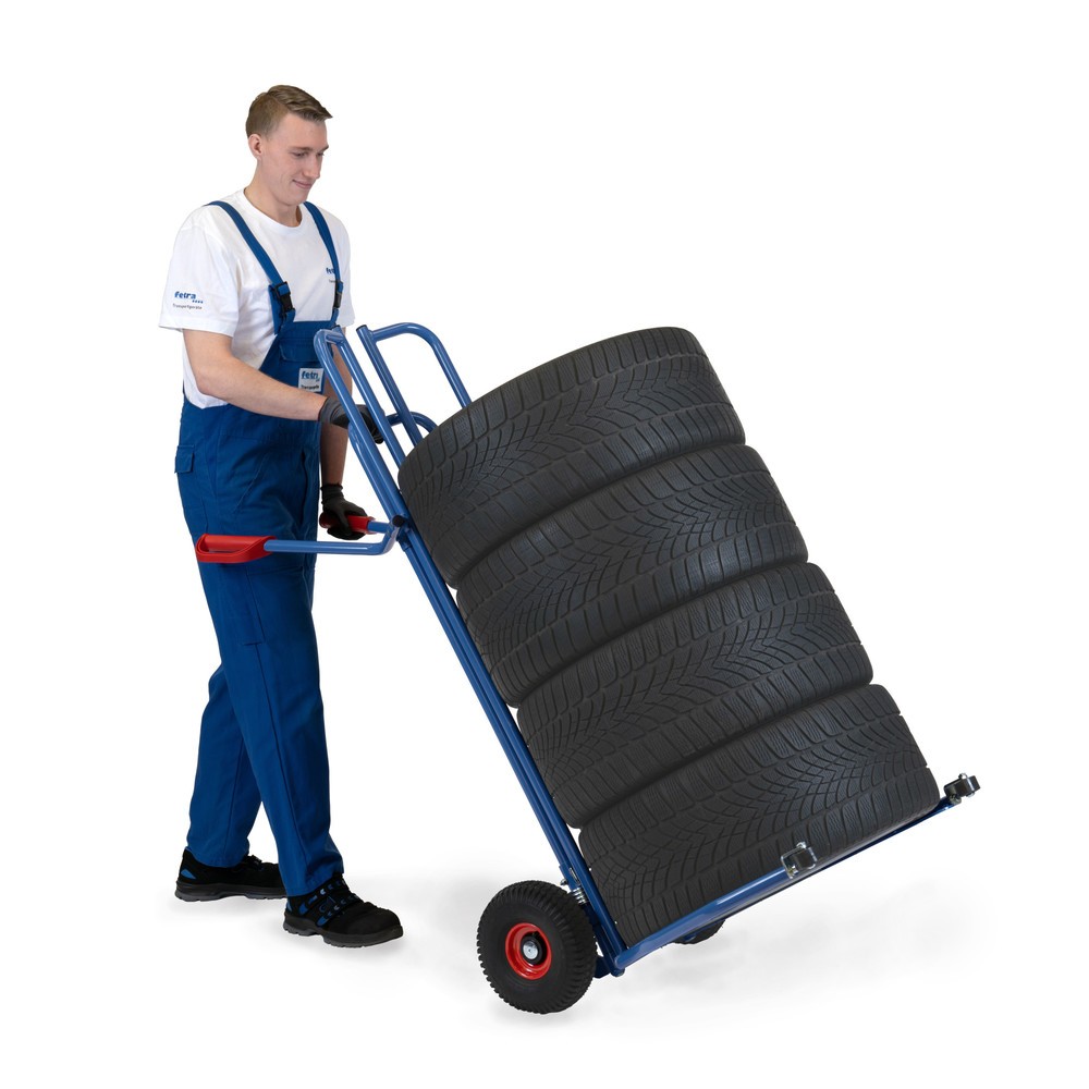 Produktabbildung Nr. 2: fetra® Reifenkarre aus Stahl, Tragkraft 200 kg, für 8 SUV-Reifen, mit Anlaufrollen, Luft-Bereifung
