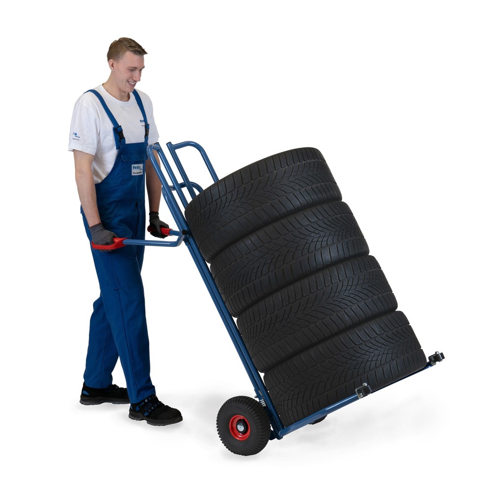Produktabbildung Nr. 3: fetra® Reifenkarre aus Stahl, Tragkraft 200 kg, für 8 SUV-Reifen, mit Anlaufrollen, Luft-Bereifung