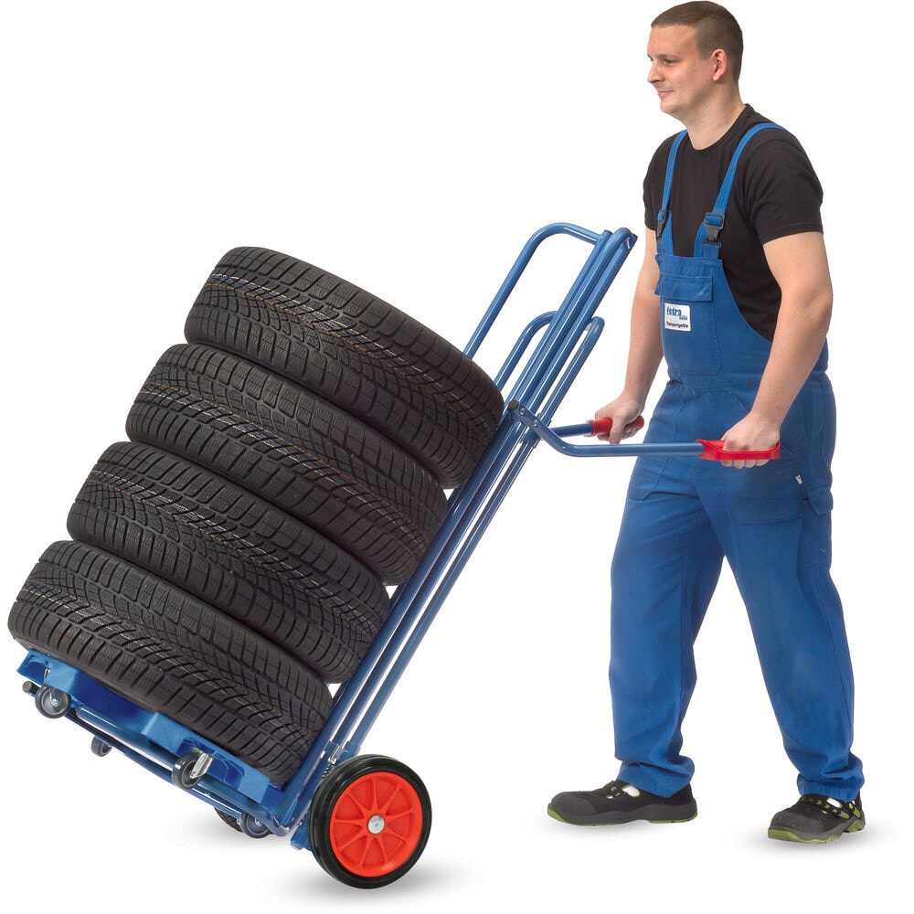 Produktabbildung Nr. 7: fetra® Reifenkarre aus Stahl, Tragkraft 200 kg, für 8 Reifen, Vollgummi-Bereifung