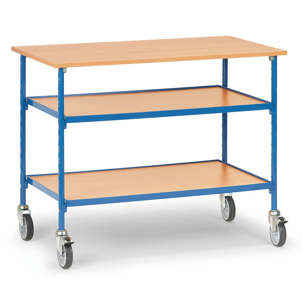 fetra® Rolltisch, Tagkraft 150 kg, 2 Ablageböden Produktabbildung: fetra® Rolltisch, Tagkraft 150 kg, 2 Ablageböden