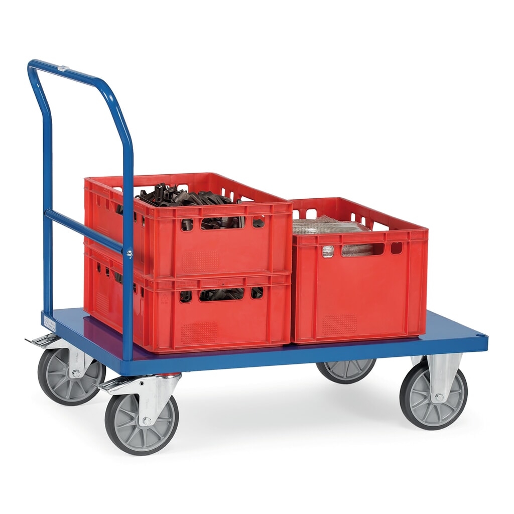 fetra® Schiebebügelwagen mit Blechplattform, HxBxL 990 x 709 x 1.125 mm, Tragkraft 600 kg Produktabbildung Nr. 2: fetra® Schiebebügelwagen mit Blechplattform, HxBxL 990 x 709 x 1.125 mm, Tragkraft 600 kg