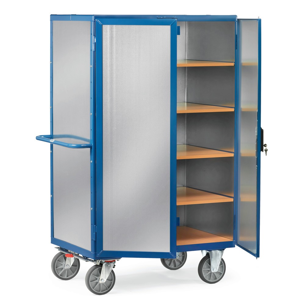 Produktabbildung: fetra® Schrankwagen, geschlossen, mit Doppelflügeltür, Stahlblech, 5 Etagen à 1.000 x 680 mm