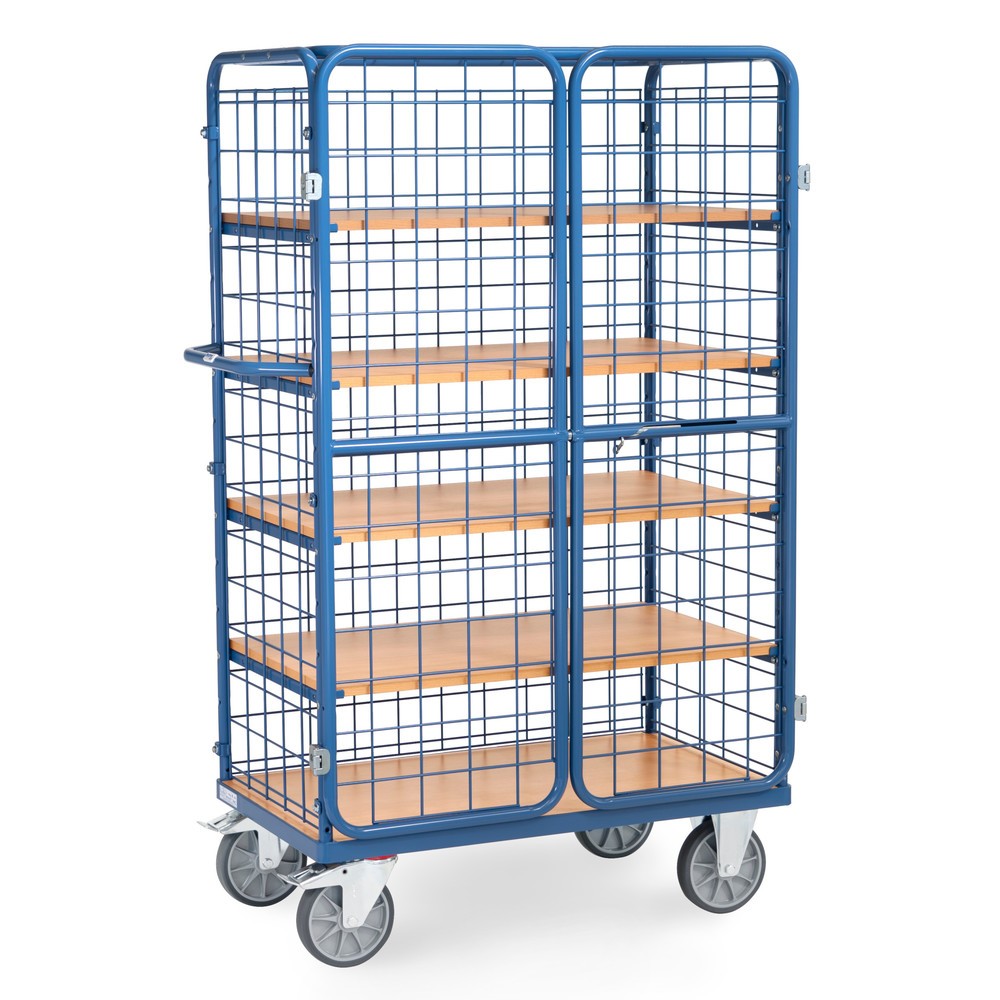 Produktabbildung Nr. 2: fetra® Schrankwagen, TK 600 kg, Gitterwände, mit Doppelflügeltür, 5 Etagen à 1.000 x 600 mm