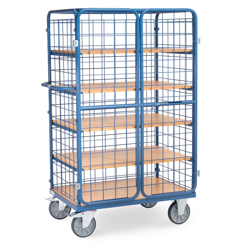 Produktabbildung Nr. 3: fetra® Schrankwagen, TK 600 kg, Gitterwände, mit Doppelflügeltür, 5 Etagen à 1.000 x 700 mm