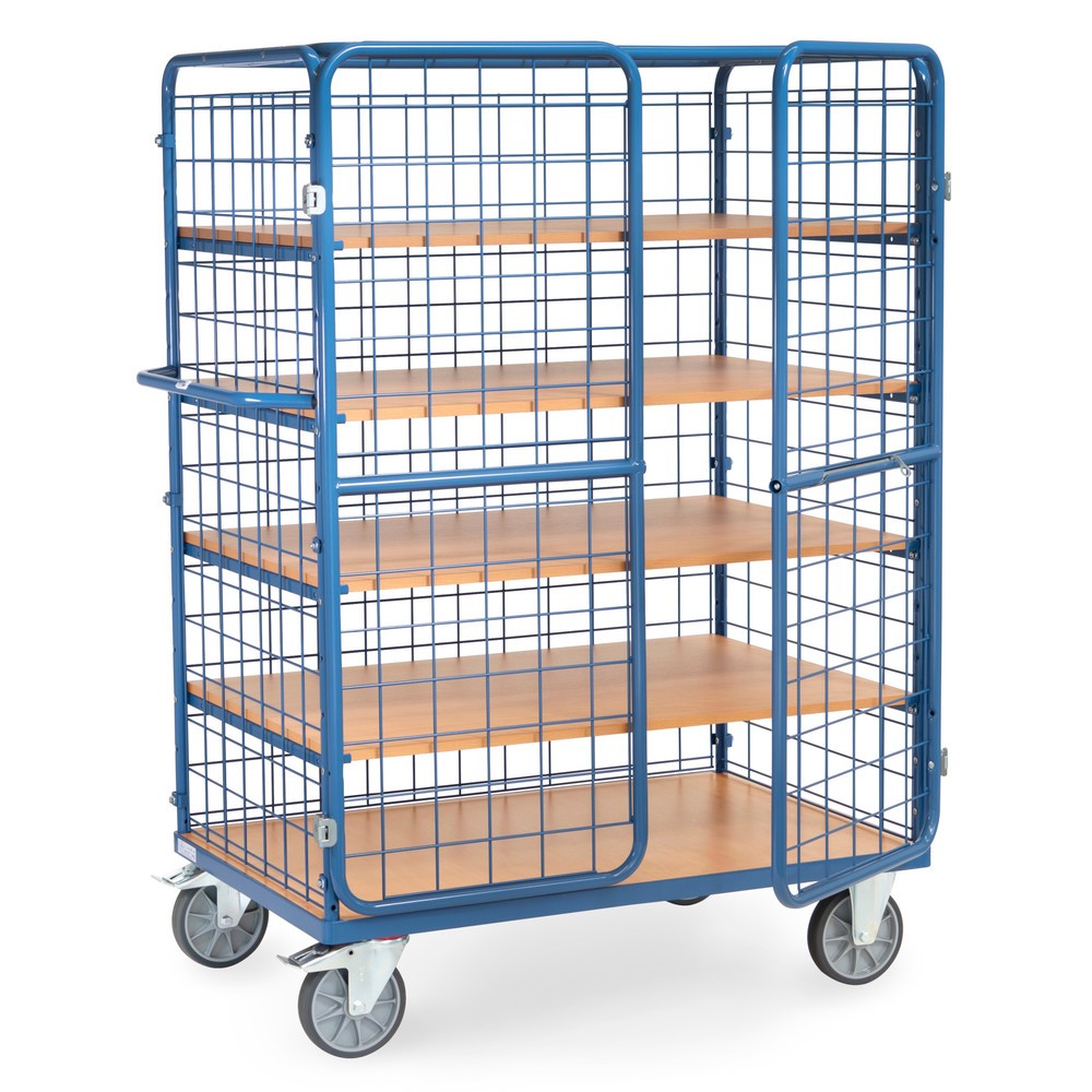 Produktabbildung Nr. 1: fetra® Schrankwagen, TK 600 kg, Gitterwände, mit Doppelflügeltür, 5 Etagen à 1.200 x 800 mm