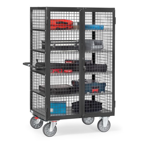 Produktabbildung Nr. 1: fetra® Schrankwagen, TK 750 kg, Gitterwände, mit Doppelflügeltür, 5 Etagen à 1.000 x 680 mm, anthrazitgrau