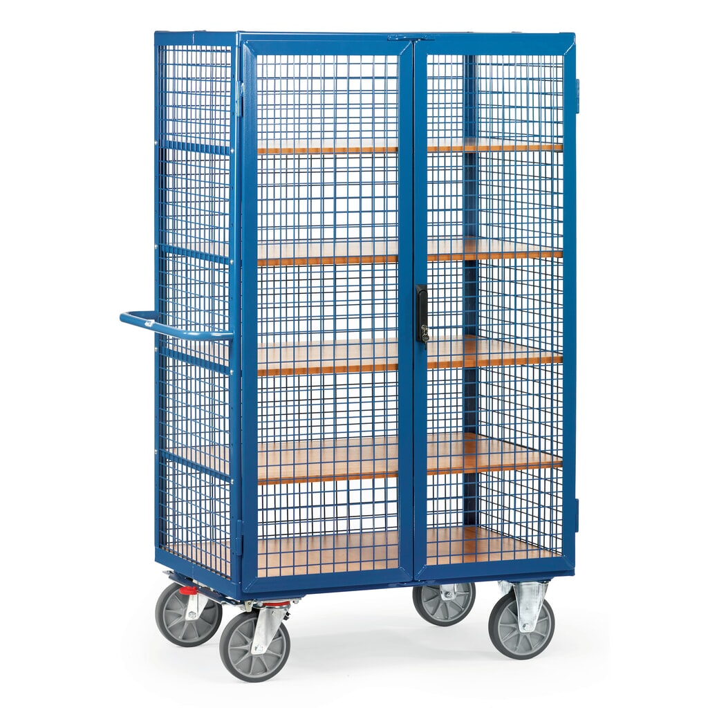 Produktabbildung: fetra® Schrankwagen, TK 750 kg, Gitterwände, mit Doppelflügeltür, 5 Etagen à 1.000 x 680 mm
