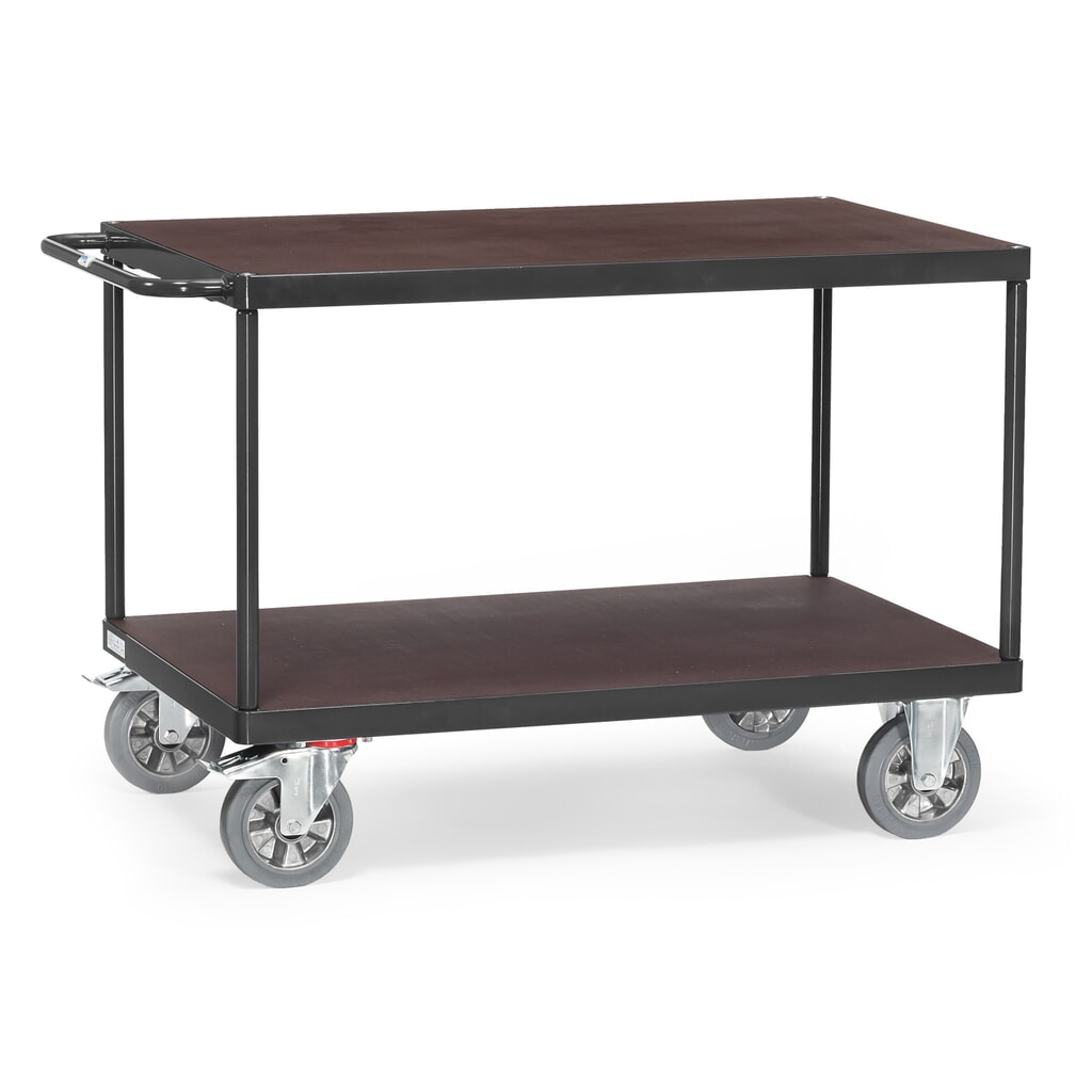 Produktabbildung: fetra® Schwerlast-Tischwagen, TK 1.200 kg, 2 Etagen à 1.200 x 800 mm, anthrazitgrau