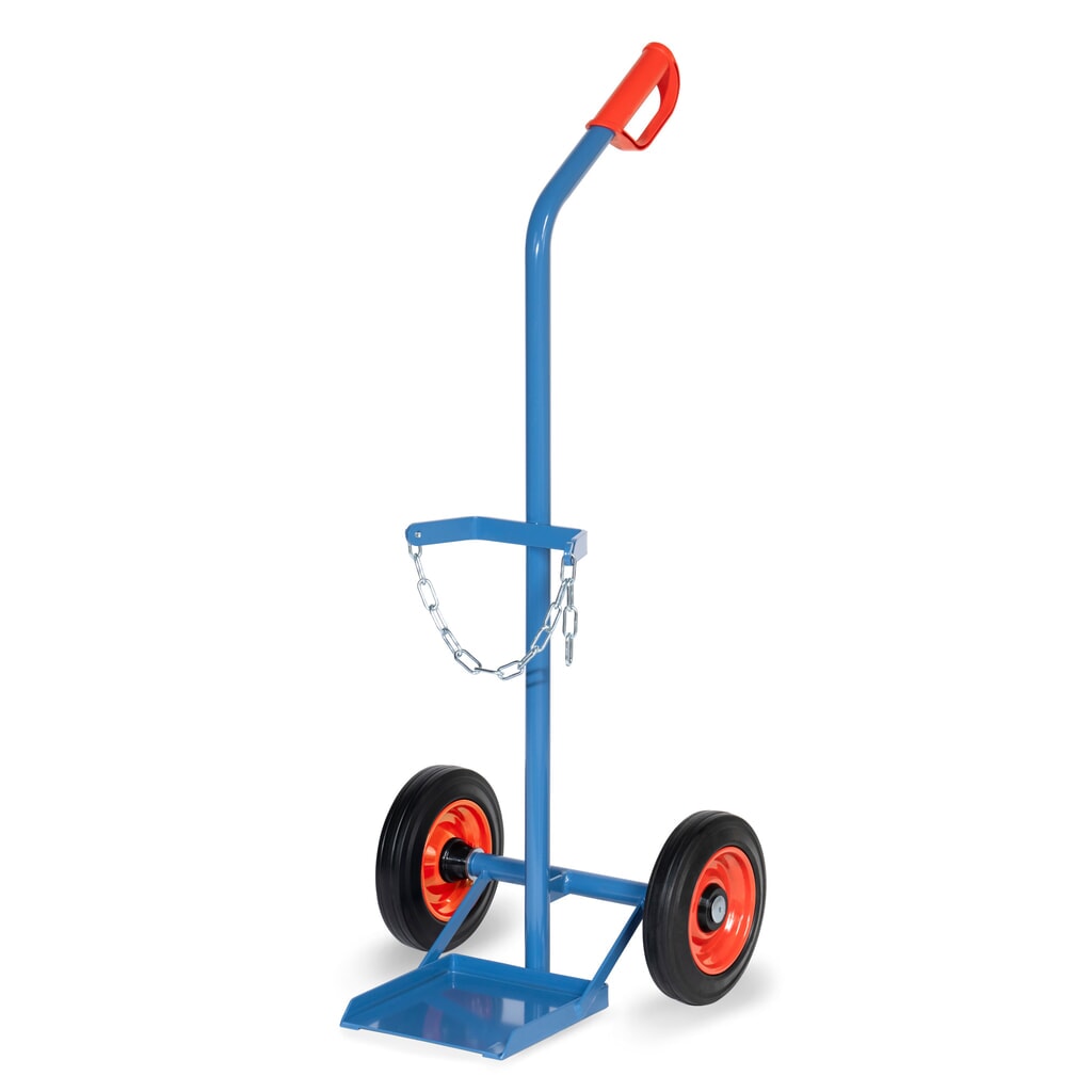 fetra® Stahlflaschen-Karre, für 1 Stahlflasche à 20-50 Liter, Vollgummi-Bereifung Produktabbildung: fetra® Stahlflaschen-Karre, für 1 Stahlflasche à 20-50 Liter, Vollgummi-Bereifung