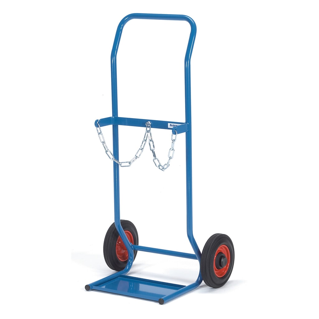fetra® Stahlflaschen-Karre, für 2 Stahlflaschen à 10 Liter, Vollgummi-Bereifung Produktabbildung: fetra® Stahlflaschen-Karre, für 2 Stahlflaschen à 10 Liter, Vollgummi-Bereifung