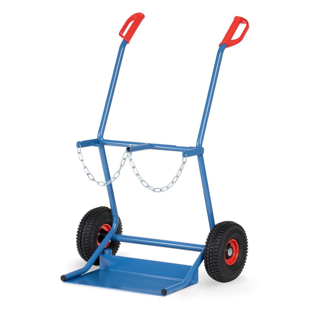fetra® Stahlflaschen-Karre, für 2 Stahlflaschen à 20 Liter, Luft-Bereifung Produktabbildung: fetra® Stahlflaschen-Karre, für 2 Stahlflaschen à 20 Liter, Luft-Bereifung