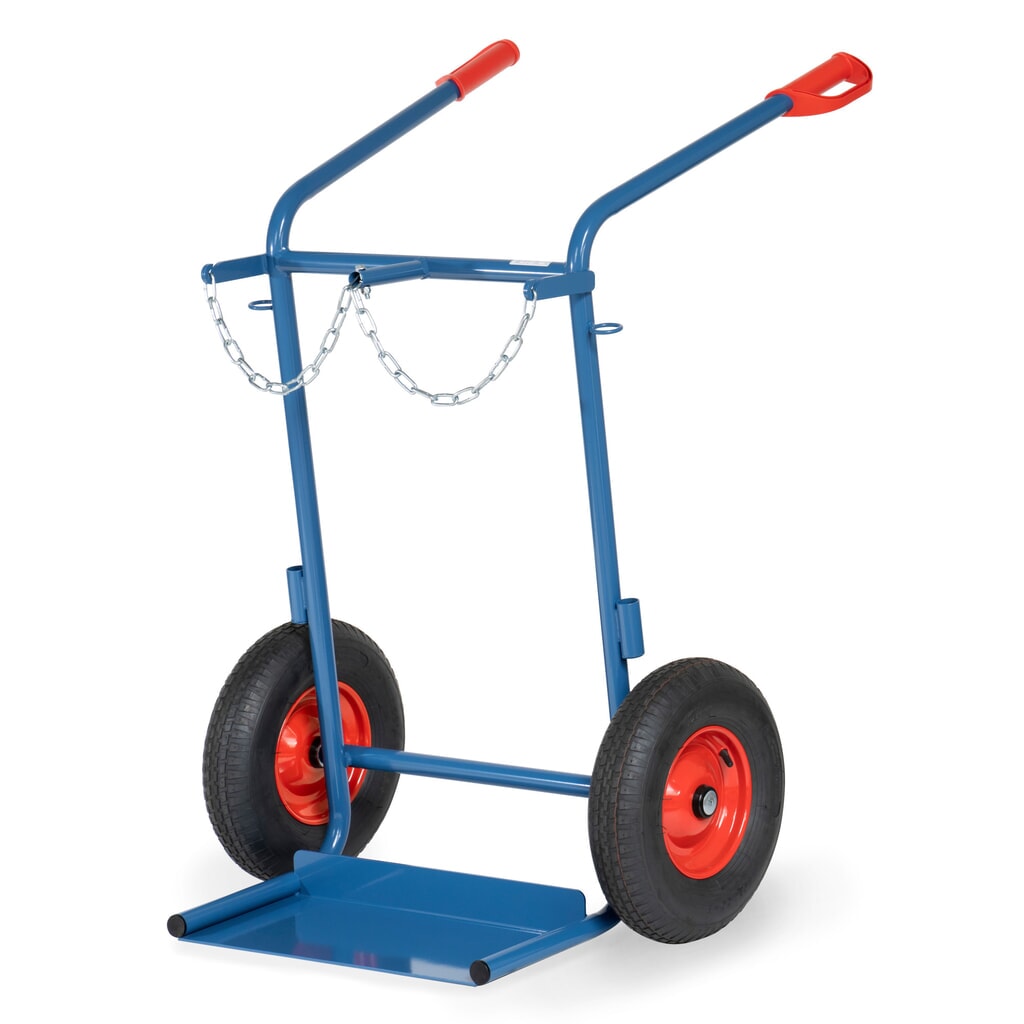 fetra® Stahlflaschen-Karre, für 2 Stahlflaschen à 40-50 Liter, Luft-Bereifung Produktabbildung: fetra® Stahlflaschen-Karre, für 2 Stahlflaschen à 40-50 Liter, Luft-Bereifung