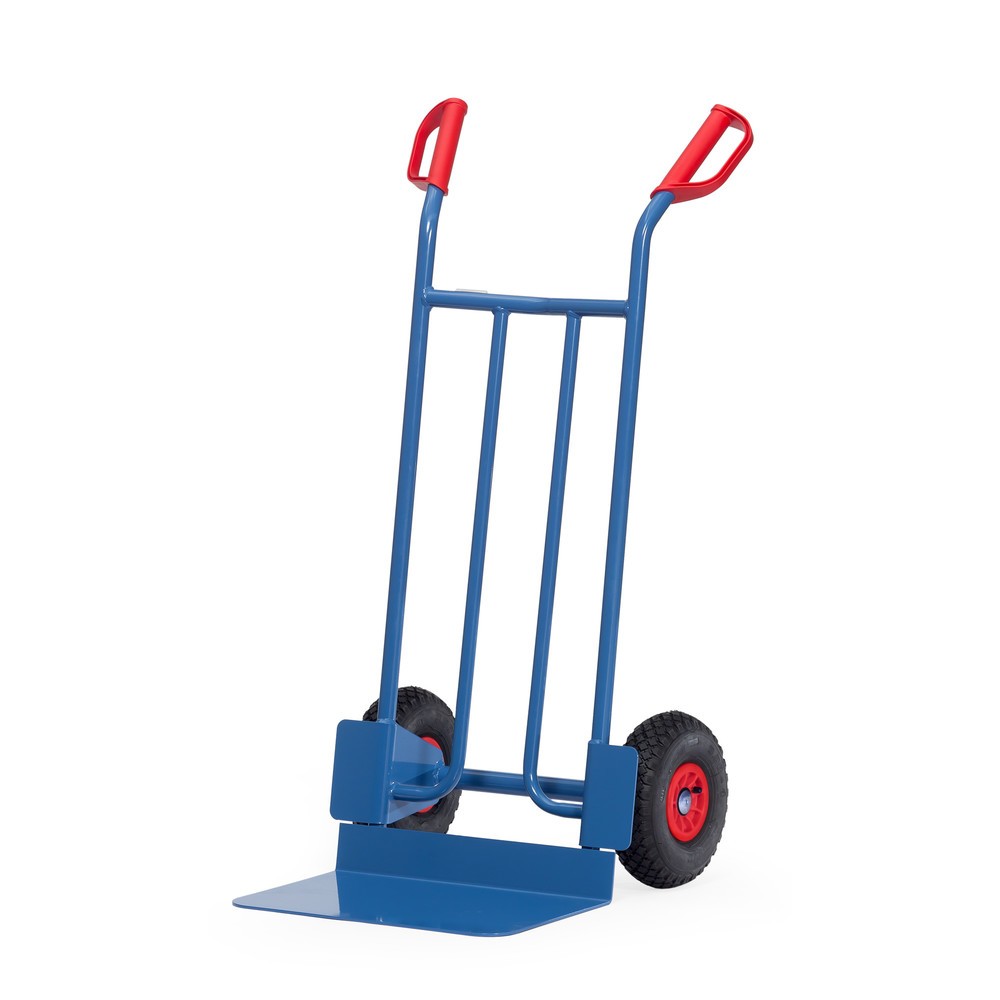 Produktabbildung: fetra® Stapelkarre, Höhe 1.150 mm, Tragkraft 250 kg, Schaufel BxT 480 x 300 mm, einfach, Luft-Bereifung