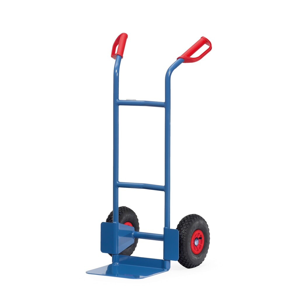 Produktabbildung: fetra® Stapelkarre, Höhe 1.150 mm, Tragkraft 200 kg, Schaufel BxT 320 x 250 mm, einfach, Luft-Bereifung