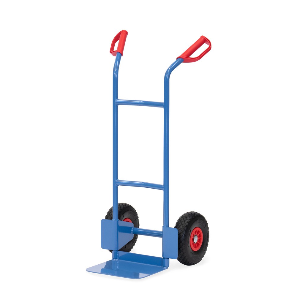Produktabbildung: fetra® Stapelkarre, Höhe 1.150 mm, Tragkraft 200 kg, Schaufel BxT 320 x 250 mm, einfach, PU-Bereifung